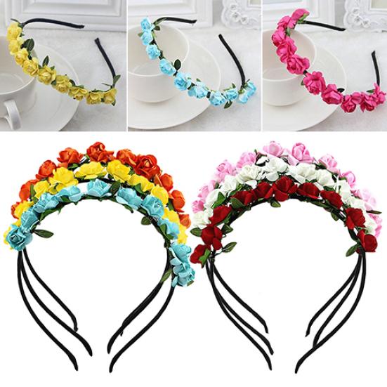 Rose Flower Crown Festival Headband Wedding Garland Floral Hairband Accessory
