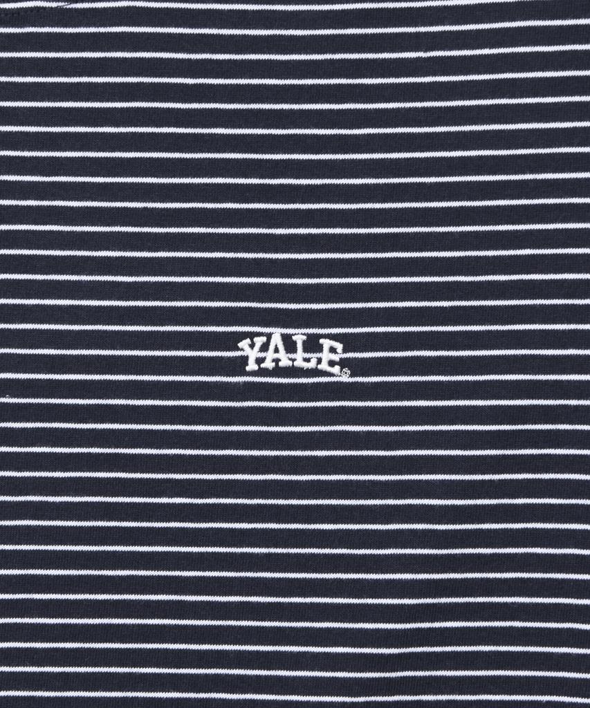 YALE Small Arch Logo Stripe T-Shirt Navy
