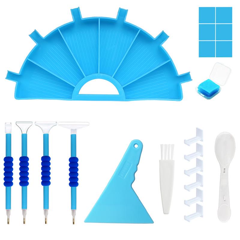 Multifunctional Diamond Painting Tool Set: Flip Drill Plate, DIY Drill Pen, Storage Tray & Embroidery Sieve