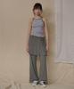 Okkitteu Layered Wrap Skirt Pants Gray