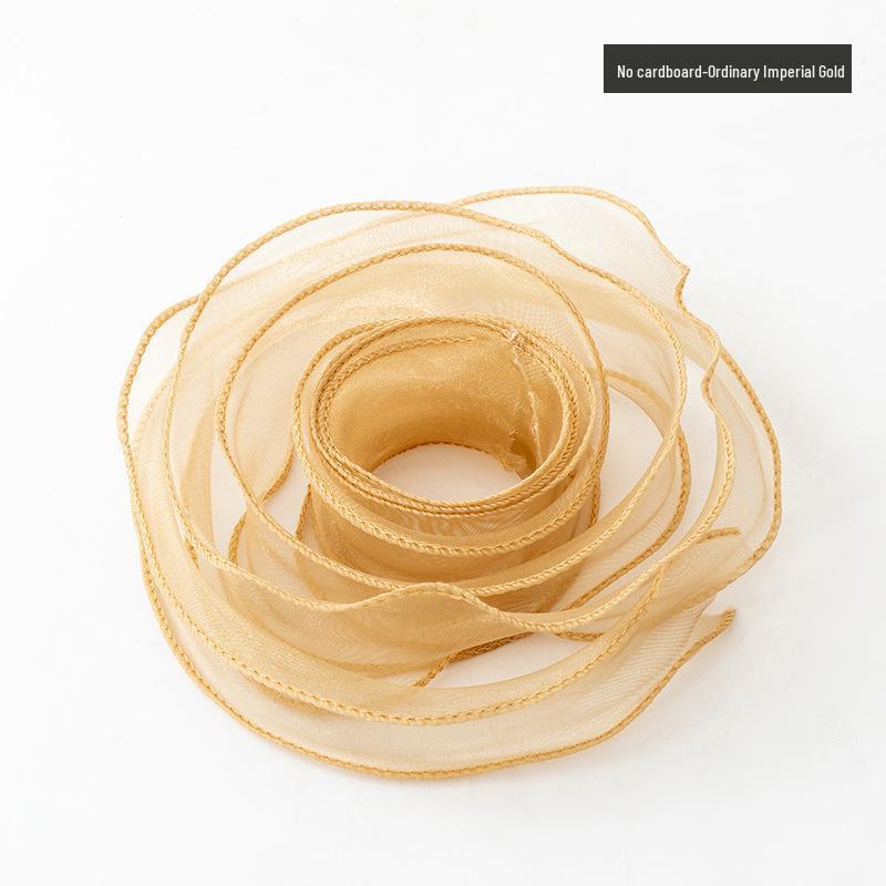4cm Gold Edge Fishtail Yarn Ribbon for Floral Bouquets, Cake Decorations, Gift Bows, and DIY Projects.