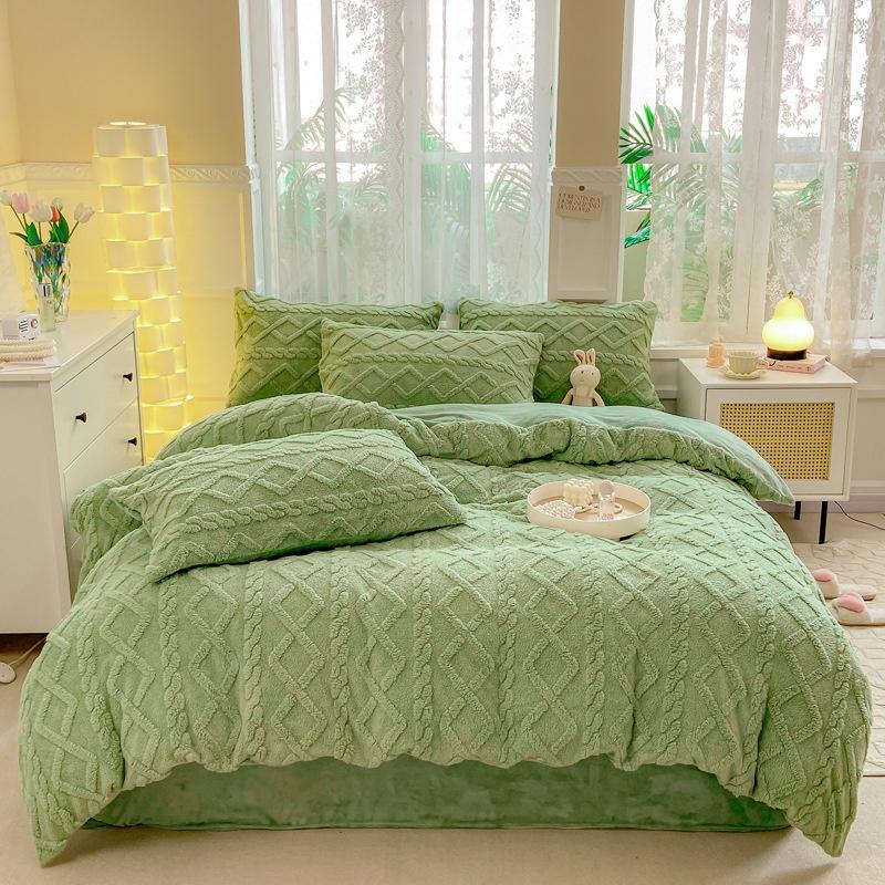 Winter Taffeta Bedding Cover Pillowcase Thickened Warm Milk Velvet Coral Velvet Duvet Cover Student Dormitory Quilt Cover