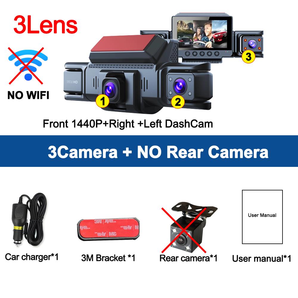 

360° Video Recorder 1080P DashCam for Car DVR 3/4Lens Black Box 24H Parking Monitor Front Rear View Night Vision Car Assecories NONE