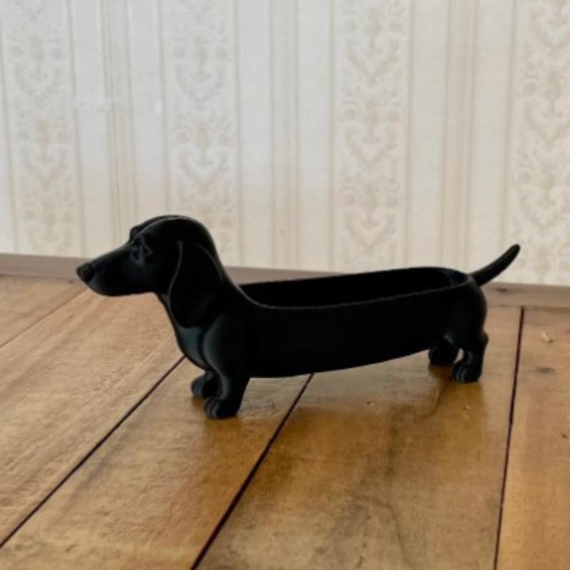 Ornaments 3D Printed Dachshund Storage Tray Animal Funny Sausage Dog Planter Plastic Tabletop Organizer Figurine Office