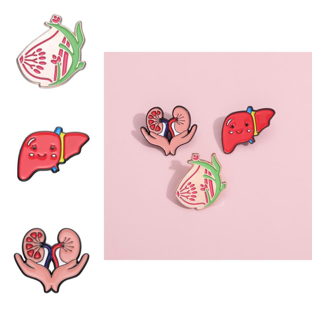 Alloy Brooch Decorative With Creative Organ Shape Unique Liver Heart And Lung Design For Every Enthusiast Fashion