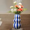 Vaso Exquisitamente Artesanal Estampa Listrada Vaso de Cerâmica Decorativo Redondo Tamanho Perfeito Vaso Decorativo Artístico Decoração para Casa