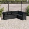 Vidaxl 6-Cz. Garden Furniture Set With Cushions, Black Poly Rattan