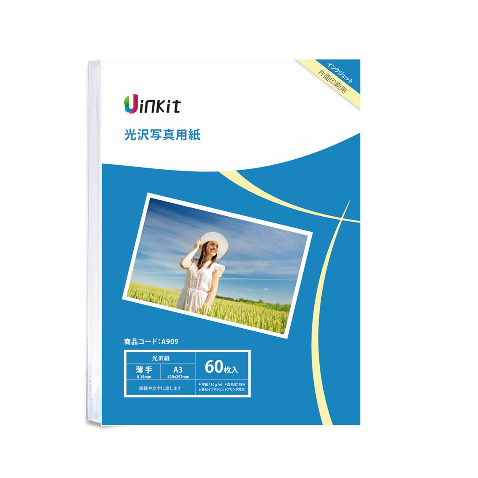 

Glossy Paper A3 Photo Paper Inkjet Paper 60 Sheets Thin Uinkit 0.18mm (A3x60)