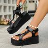 Fashion 2025 Women's Plus Size Summer Fashion Sandals - Pink Metallic Ankle Strap Flat Shoes with Black Sole,Chic Casual Sandals