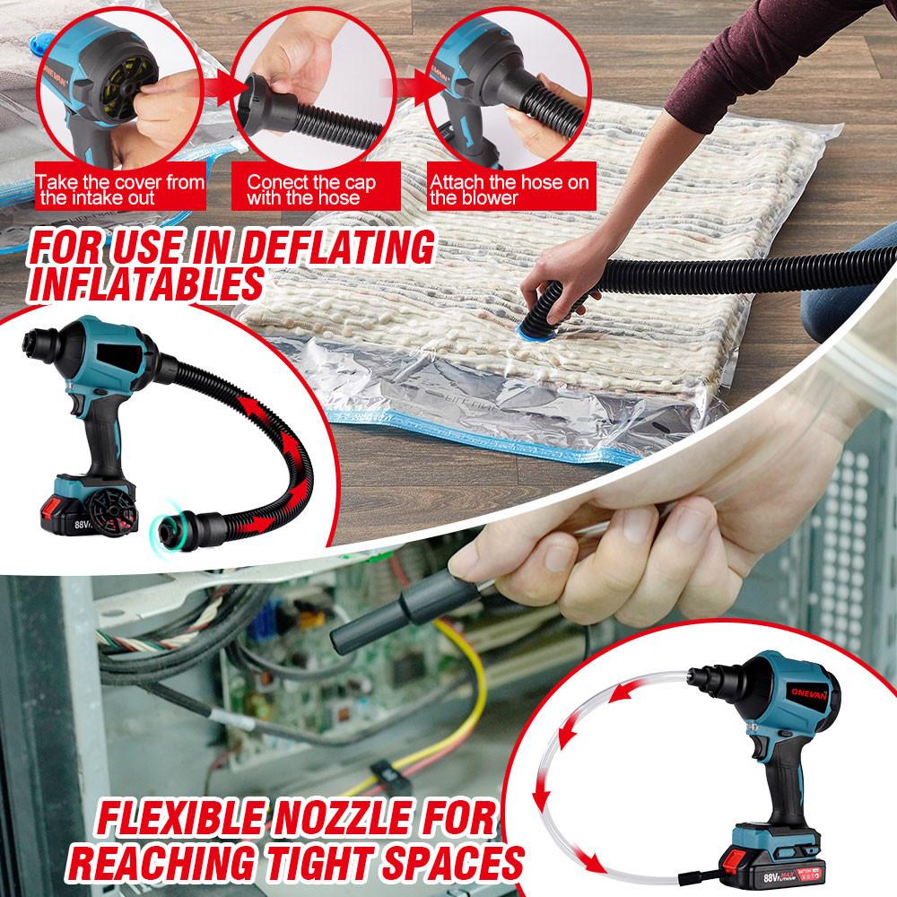 1000W 40000RPM Multifunction Cordless Air Dust Blower Collector Inflator and Deflator with 5Nozzles For Battery