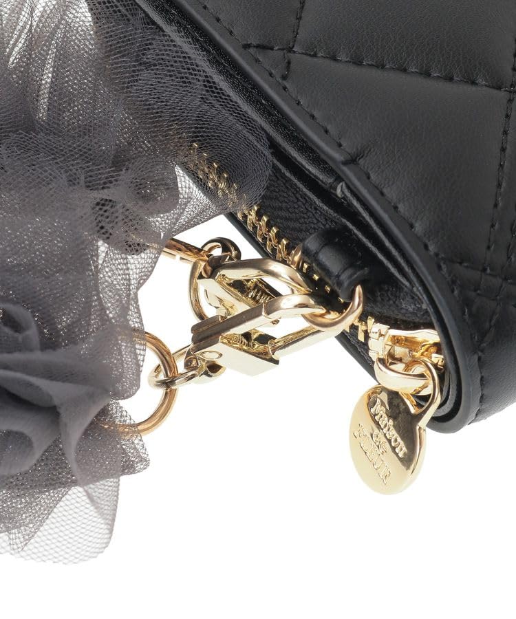 Maison De FLEUR Tulle Strap Wallet, Black, F, 08000688700
