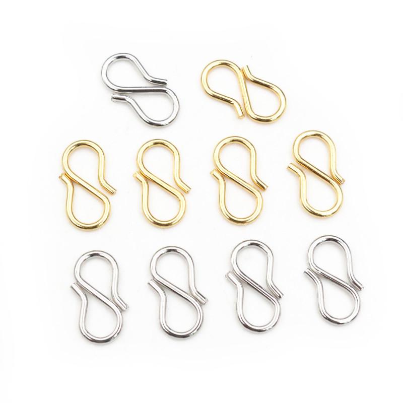 50Pcs Stainless Steel Gold Color S Shape End Clasps Hooks Chain Connectors For Bracelet Necklace DIY Jewelry Making Supplies