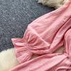 Dolce Abito da Donna Aderente A-line Scollo Bardot Maniche a Lanterna Vita con Fascia Raccoglitore Pizzo Giuntato Abito Lungo