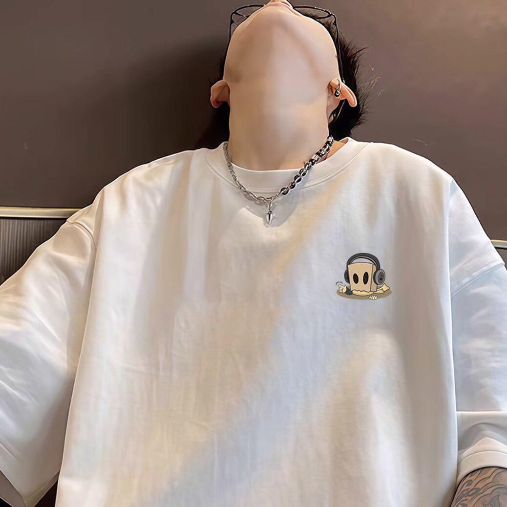 2026 Spring/Summer Unisex Korean Cartoon Print Short Sleeve Cotton T-shirt M