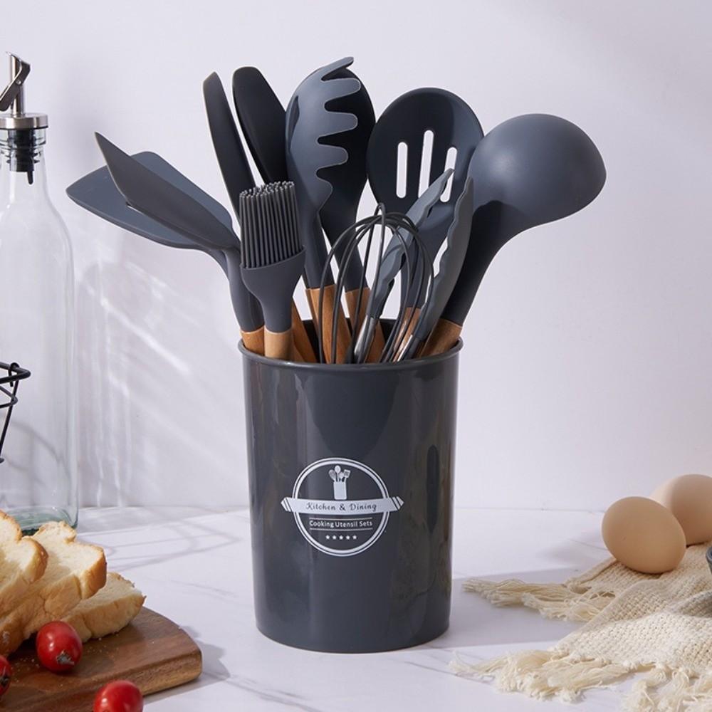 12pcs Heat Resistant Non-Stick Cookware Set Silicone Baking Shovel Soup Spoon  Kitchen Use
