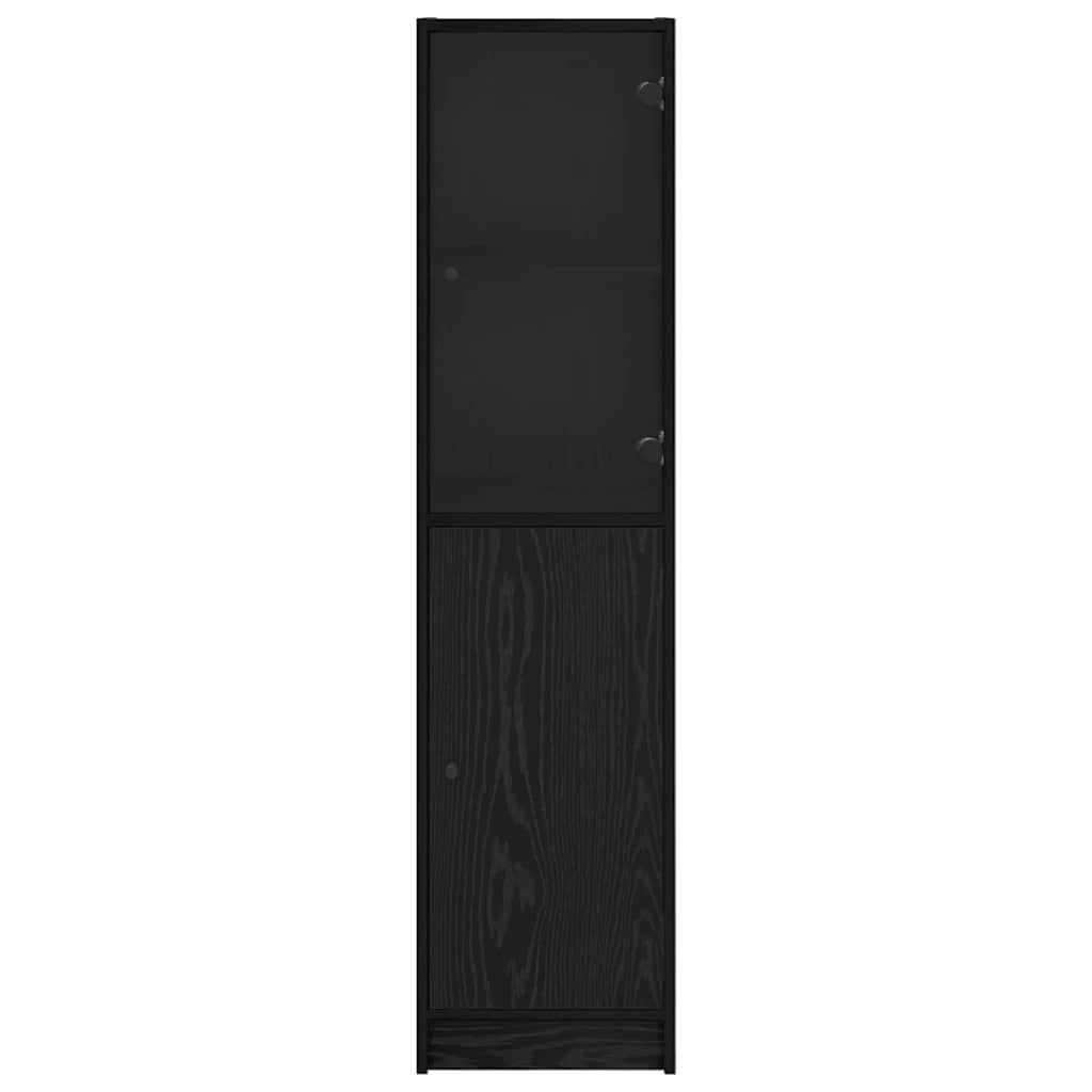 Highboard In Black Oak Look 35 X 37 X 142 Cm Engineered Wood