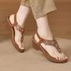 A New Summer Amazon Rhinestone Flower Comfortable Wedge Heel Sandals