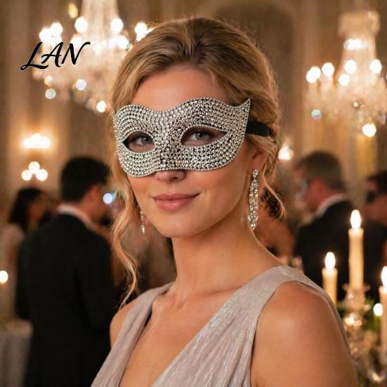 Classic Venetian Masquerade Masque Bling Rhinestone for Women, Sparkly Party Half Comfortable Prom Women Face Eye Halloween, Mardi Gras, Ball Costume