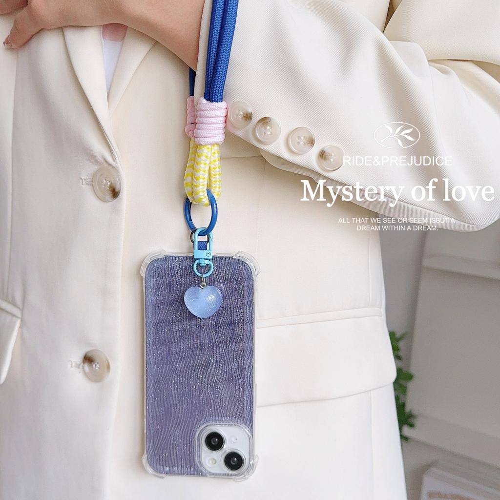 Universal Braided Mobile Phone Lanyard Strap Love Pendant Chain Ring Cord with Patch Wrist Strap Cell Phone Detachable