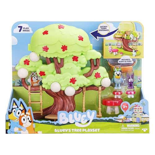 

Bluey Tree Playset with Secret Hideaway, Flower Crown and Fairy Figures and Accessories
