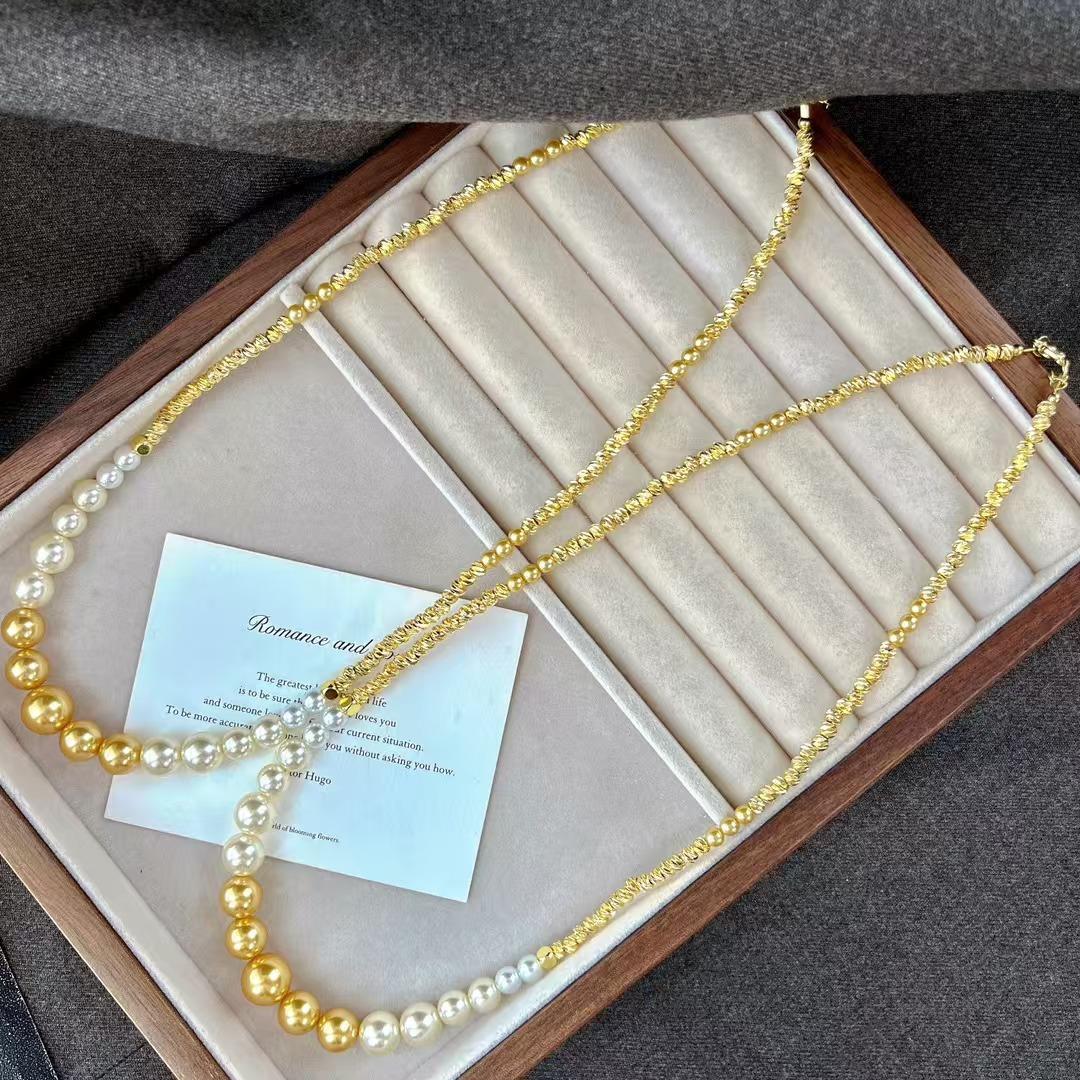 

Vintage High Quality Candy Color Faux Crystal Gradual Change Size Smile Pearl Collarbone Chain Necklace
