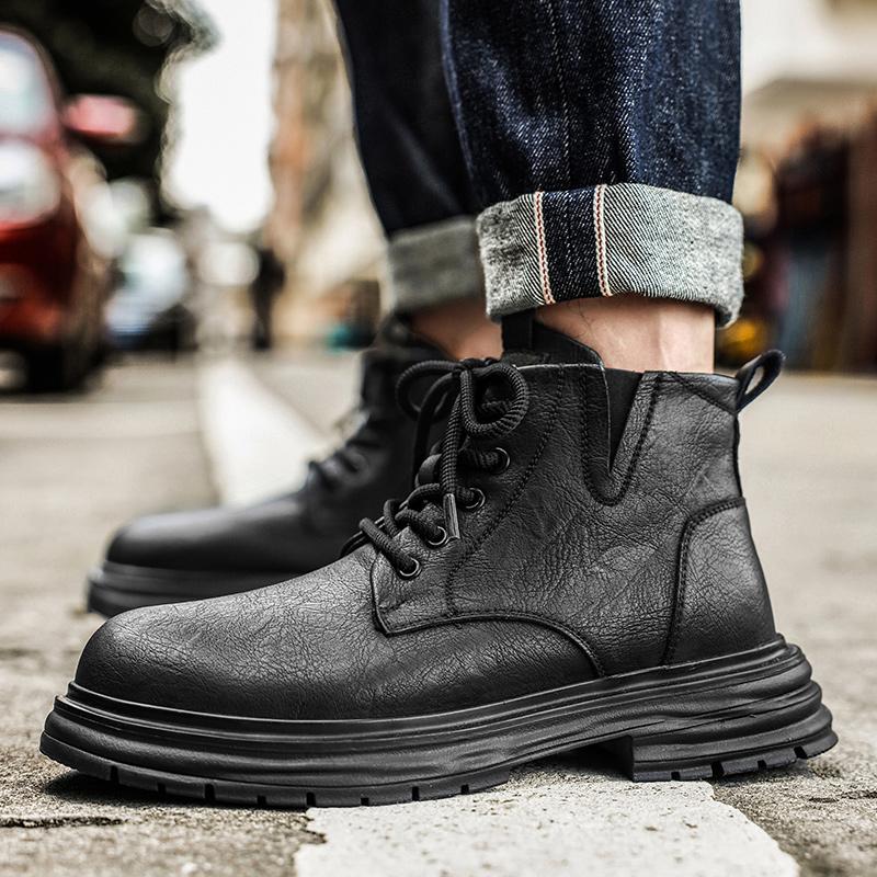 Luxury Brand Male Motorcycle Boots Handmade Male Comfortable High Top Shoe Outdoor Mens Sneakers All-match Men's New Ankle Boots