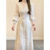 French Gentle Lace Collar Long Sleeve Dress Unique Beauty High Temperament Waist Long Dress Autumn