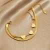 Gold Plated Stainless Steel Double Layer Heart Charm Bracelet for Women