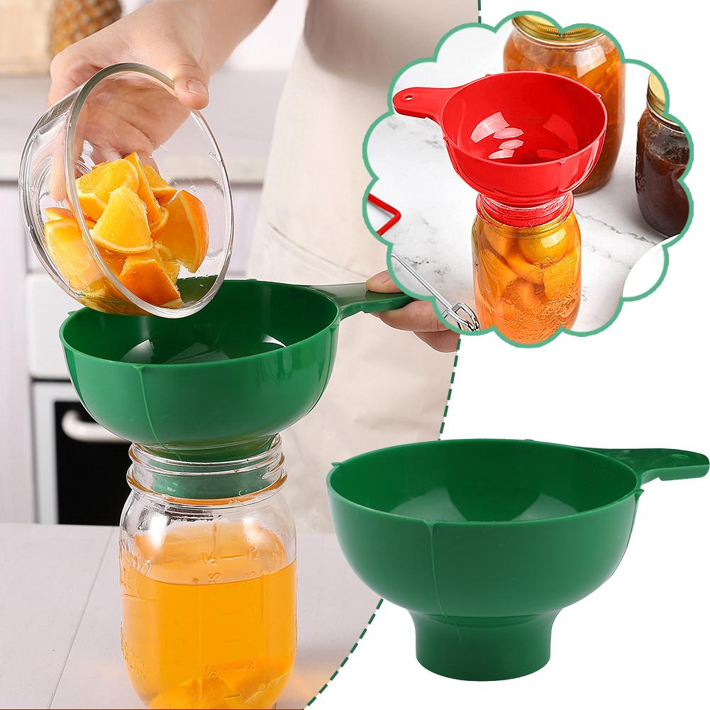Green Plastic Canned Funnel Wide Mouth Funnel Jars Folding Funnel with Long Neck Liquid Filling Funnels Kitchen Gadget