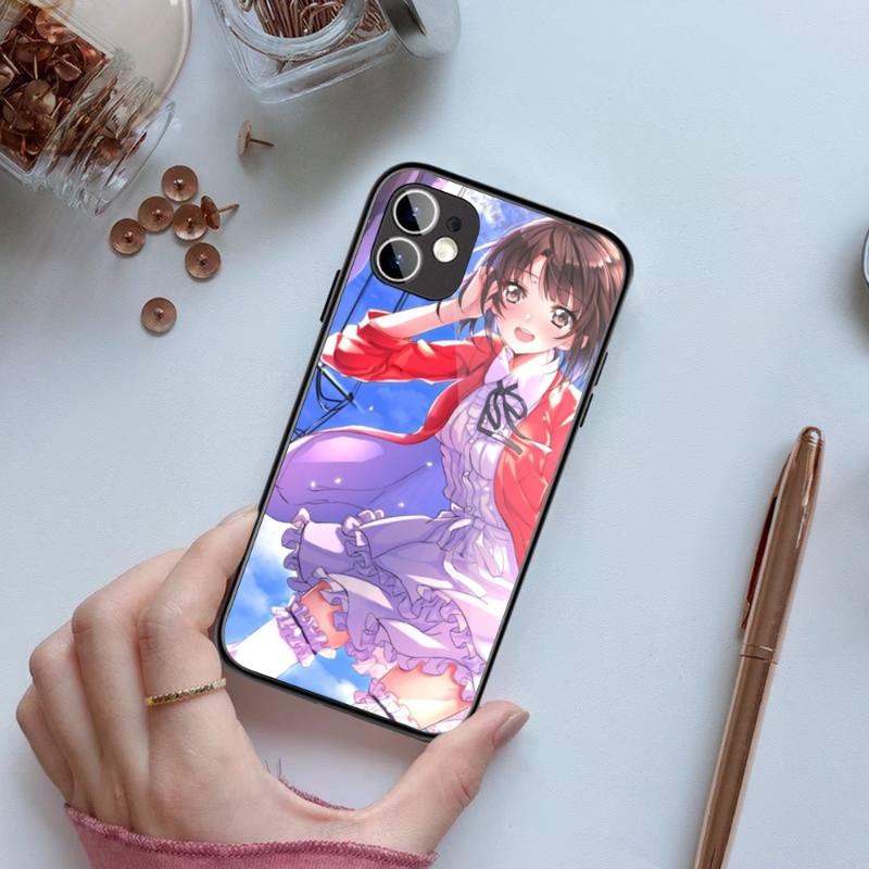 Katou Megumi Saekano Phone Case For IPhone 14 13 12 11 XS X 8 7 6 Plus Mini Pro Max SE 2022 Black PC TPU Glass Phone Cover
