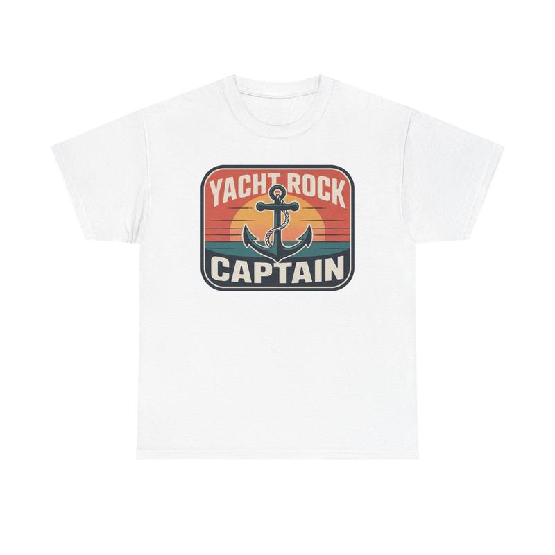 Yacht Rock Captain Unisex T-shirt | Vintage Sunset Anchor Graphic Tee | 70s 80s Vibes S