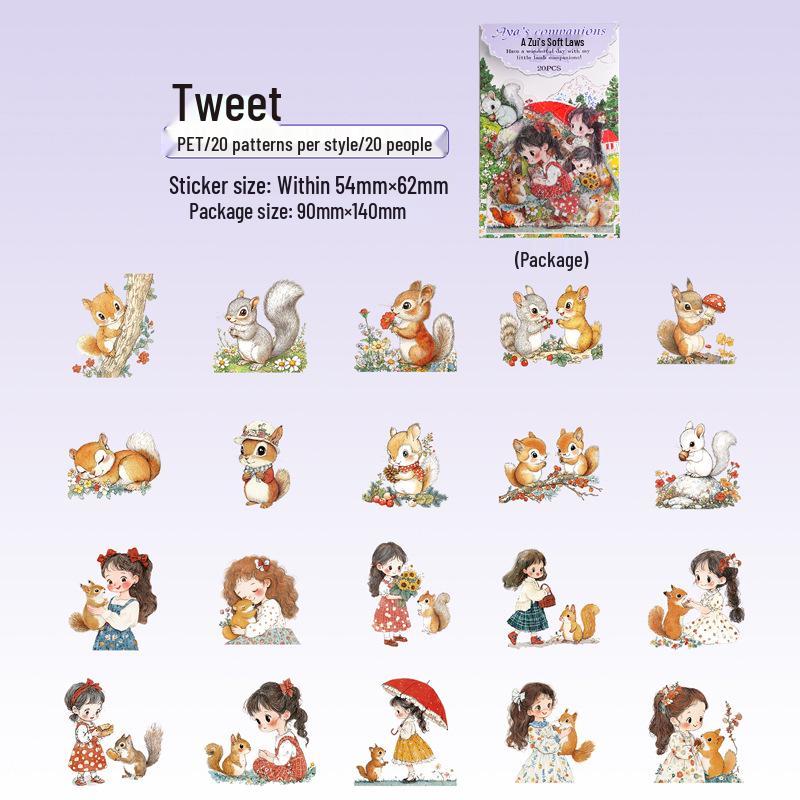 

Aya s Companions: Cute Cartoon Character Sticker Pack for Journals and DIY Crafts