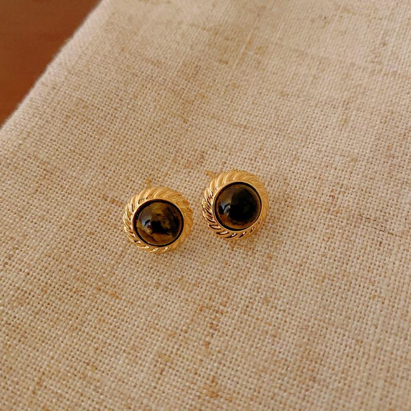 Dámské náušnice BLINGBAY Maillard Tiger Eye Stone Geometrické náušnice Módní Lehké Luxusní Retro Náušnice Špičkové univerzální náušnice Šperky Dárky