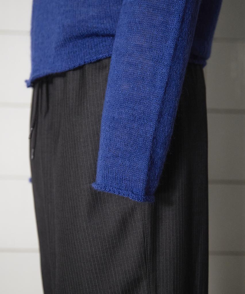Unalloyed Argyle Elbow Knit Zip-Up Hoodie / Blue