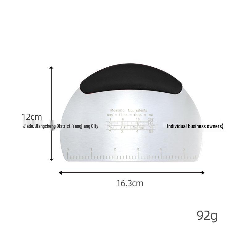 Stainless Steel Half-Round Dough Cutter and Scraper with Scale for Baking