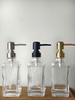 Refillable 300ml Square Glass Soap and Hand Sanitizer Dispenser Bottle.