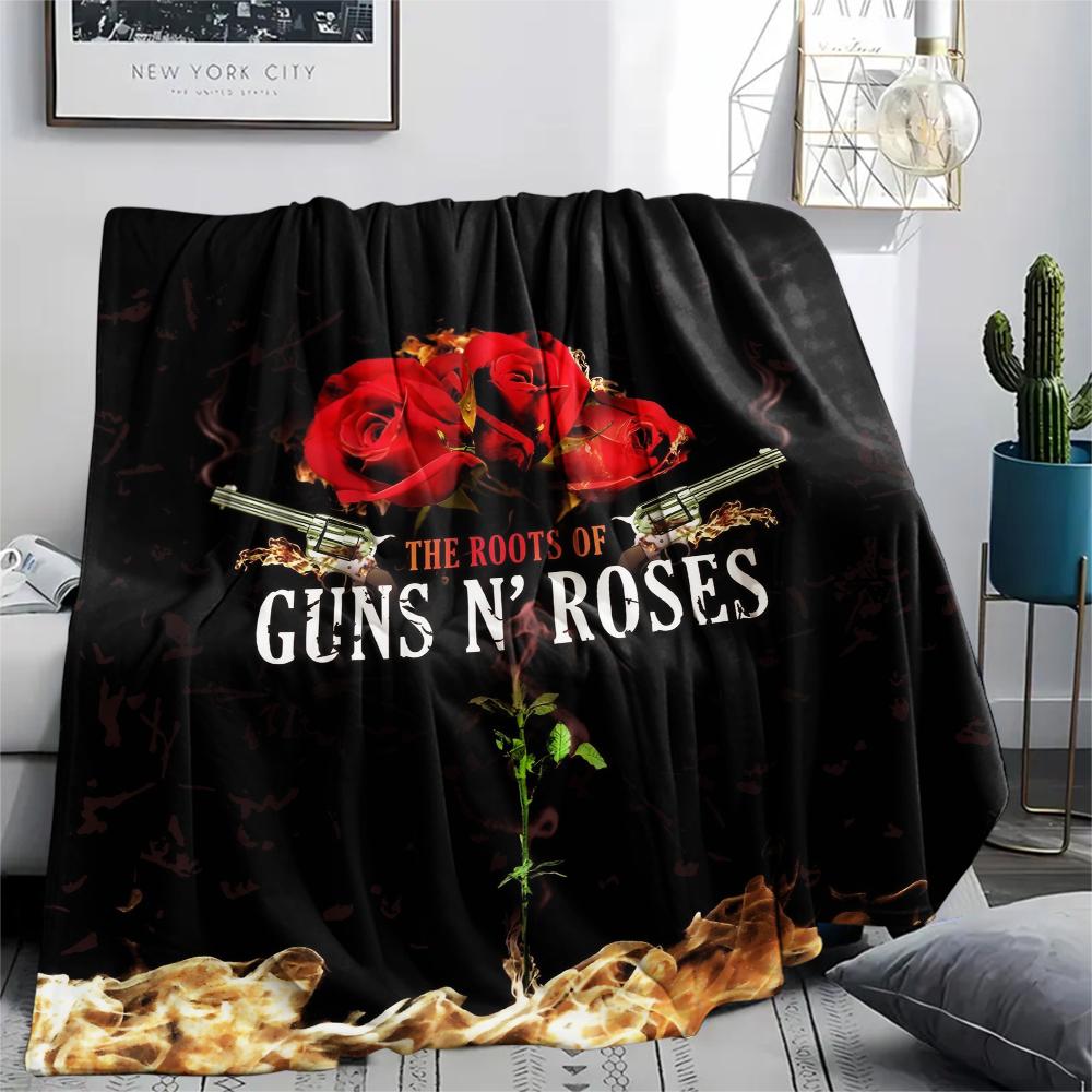 Guns N' Roses,pattern Flannel Blanket, High quality Comfortable for All Seasons, Home Decor, Warmth and Comfort, Perfect for Gifts.