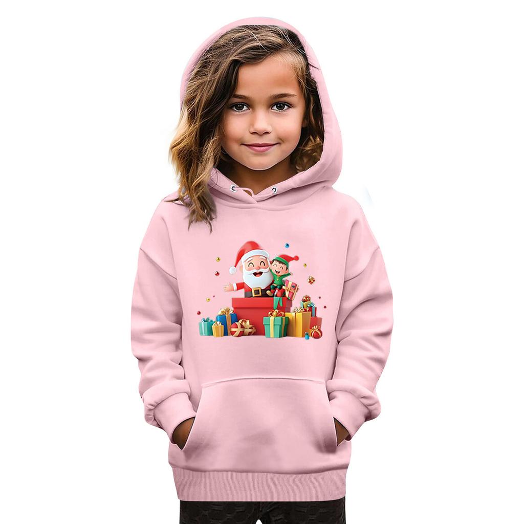 Gensere for tenåringsjenter Hettegensere Langermet Genser med snøring Søt Oversized hettegenser Juledag