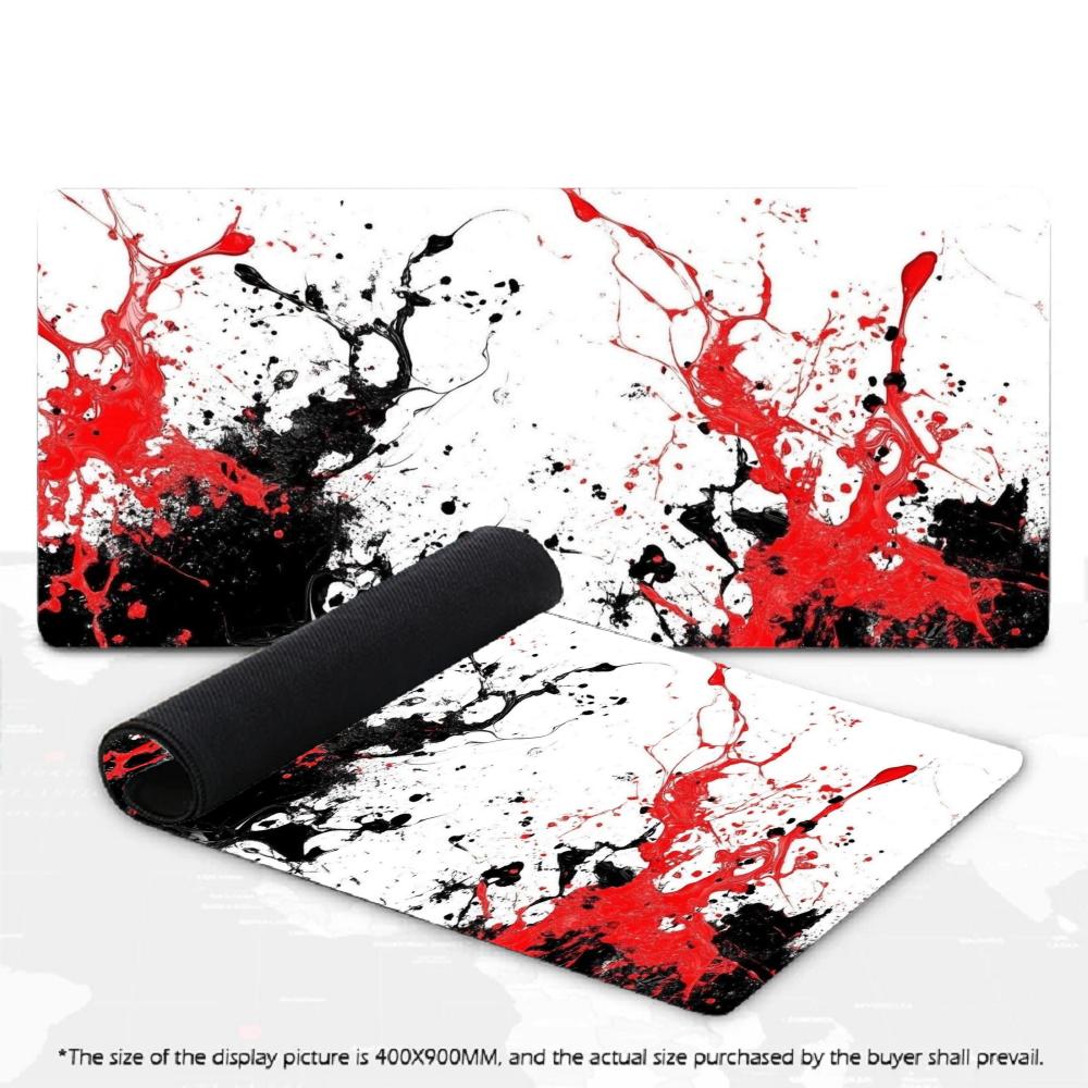 Red Black Ink Splash Mouse Pad Desk Mat Keyboard Pad XXL Large Non-Slip Rubber Table Mat for PC Gaming Office Home Desktop Decor
