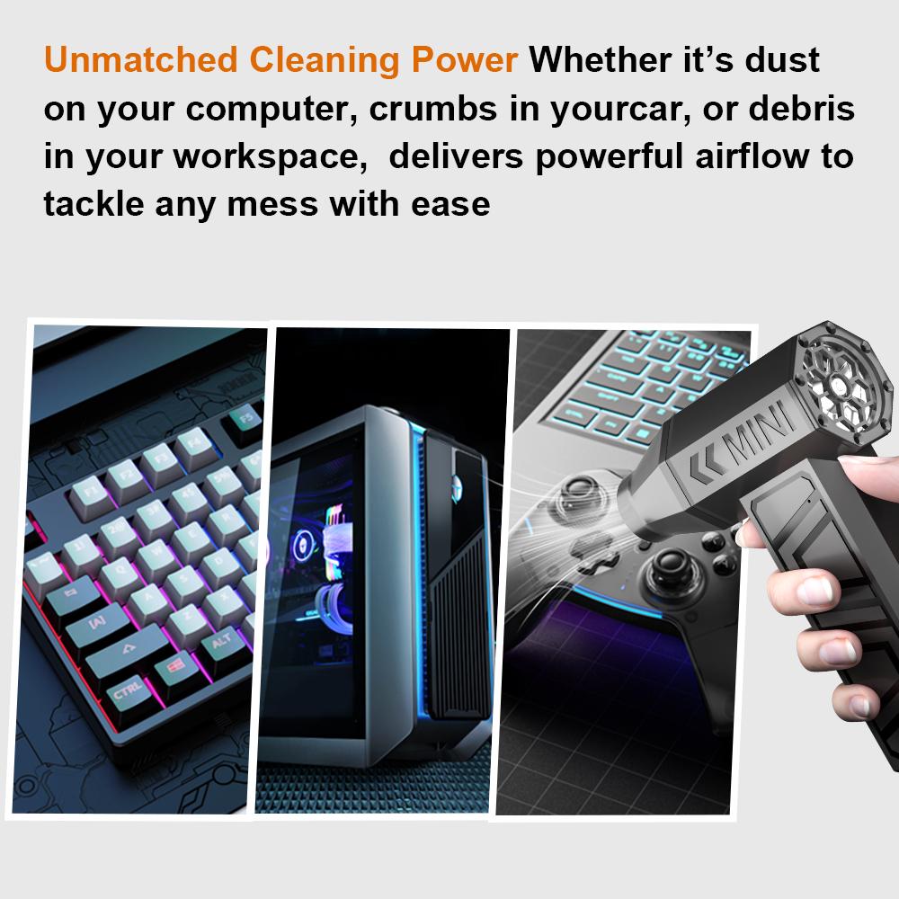 Cleaning Blower Tool 130000RPM Car Blowing Snow Turbo Jet Fan Portable Type-C Charging Electric Air Duster 4 Gears adjustable