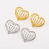 Creative and stylish hollow three-dimensional heart earrings, simple geometric striped love alloy necklace