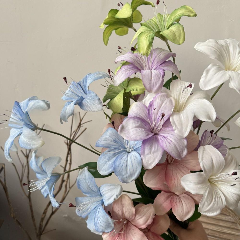 White Fake Daylily Branches Real Touch Simulation Decorative Bouquet  Living Room Ornaments