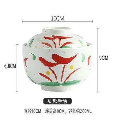 Kitchen Supplies, Ceramic Bowls, Hand-painted Blue and White Porcelain Soup Bowls, Steamed Egg Bowls with Lids, Tableware