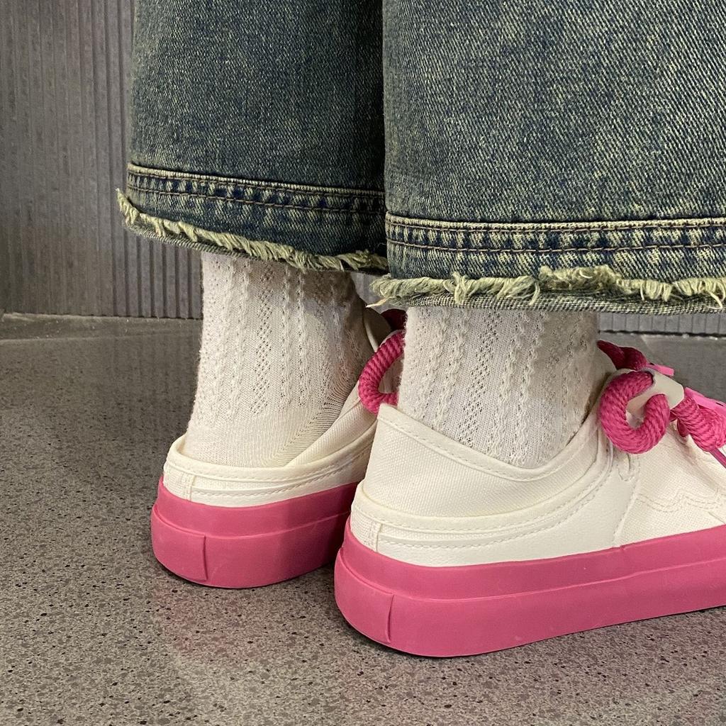 Scarpe da studente 22enni, nuove scarpe con zeppa a suola spessa, suole a muffin, suole morbide in tela piccole