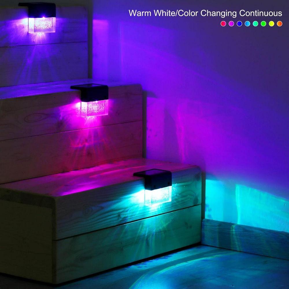 Waterproof Solar Deck Lights LED Light Terraces Railing Lamp Easy To Use Solar Step Lights  Yard