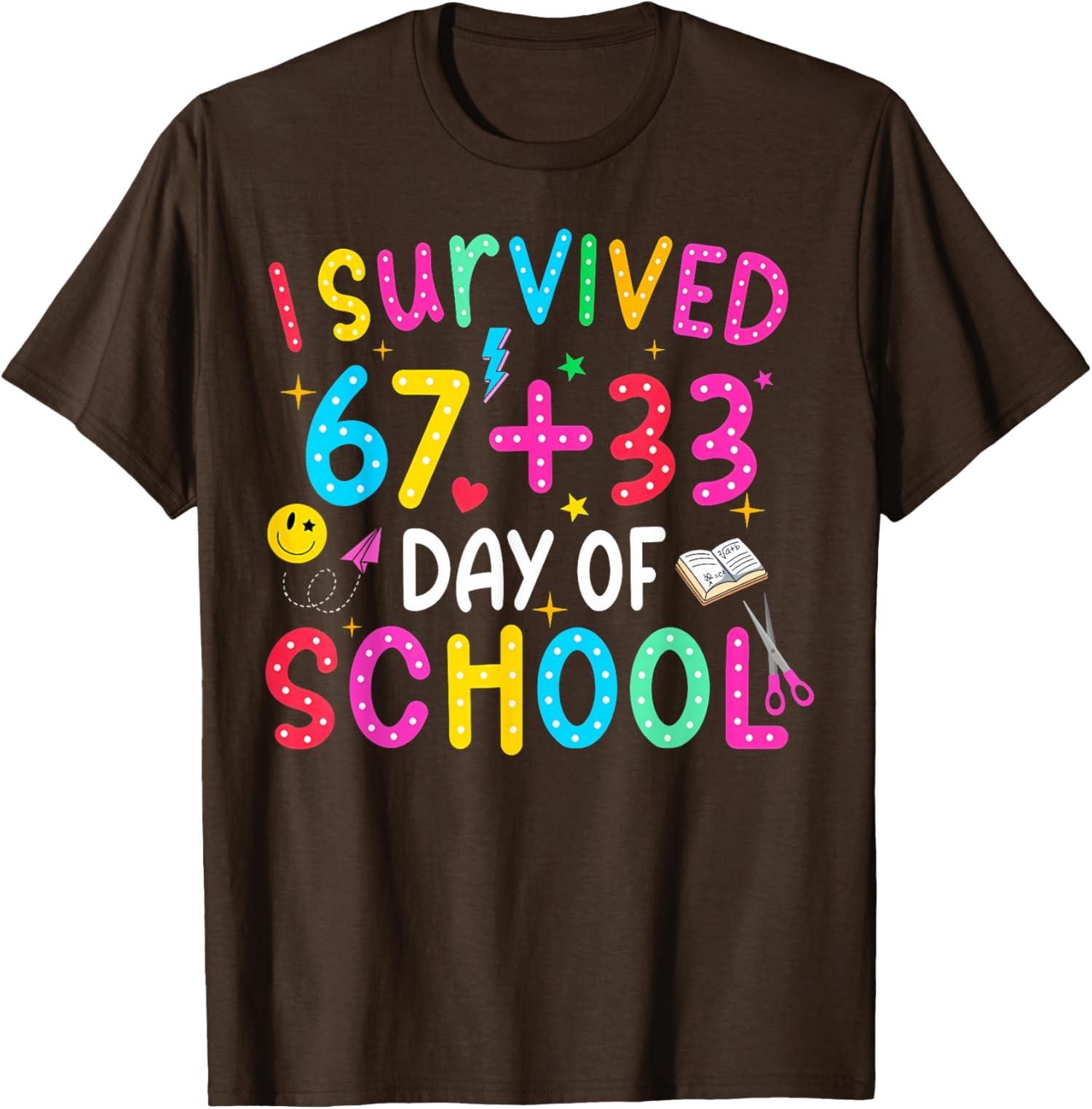 I Survived 67+33 Days of School 100 Days of School Unisex T-Shirt S