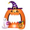 Arco de Calabaza Inflable de Halloween de 150 cm con Fantasma Lindo, Decoración Inflable de Halloween con Luces LED