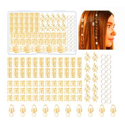 Juego de 100 Piezas de Joyería Metálica para el Cabello Chapado Hueco Cuentas para Rastas Para Peinados Creativos