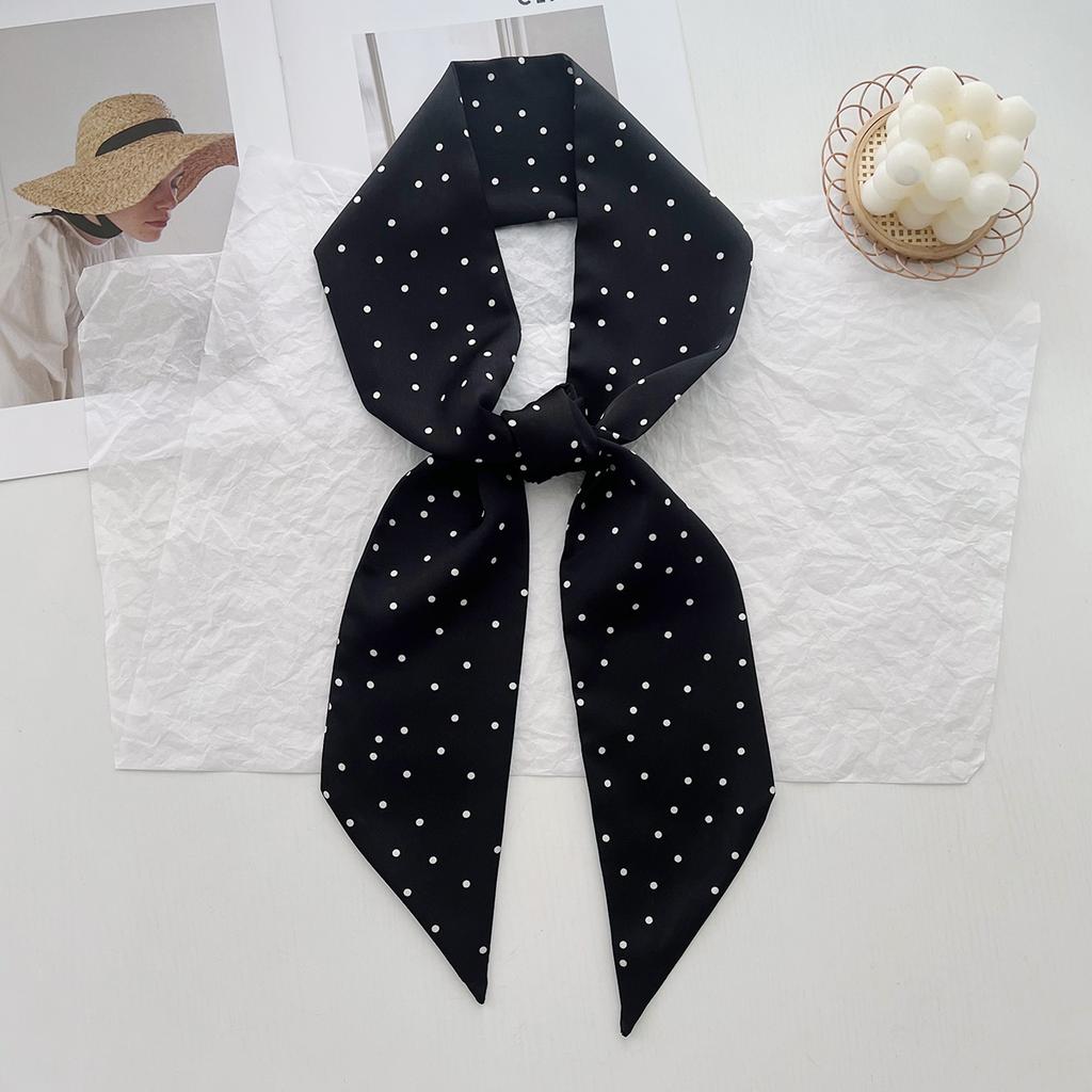 Thin And Narrow Polka Dot Silk Scarf, Small Long Headband, Tied Bag, Women'S Spring And Summer Thin Style With Suit Shirt, Foreign Style Scarf.