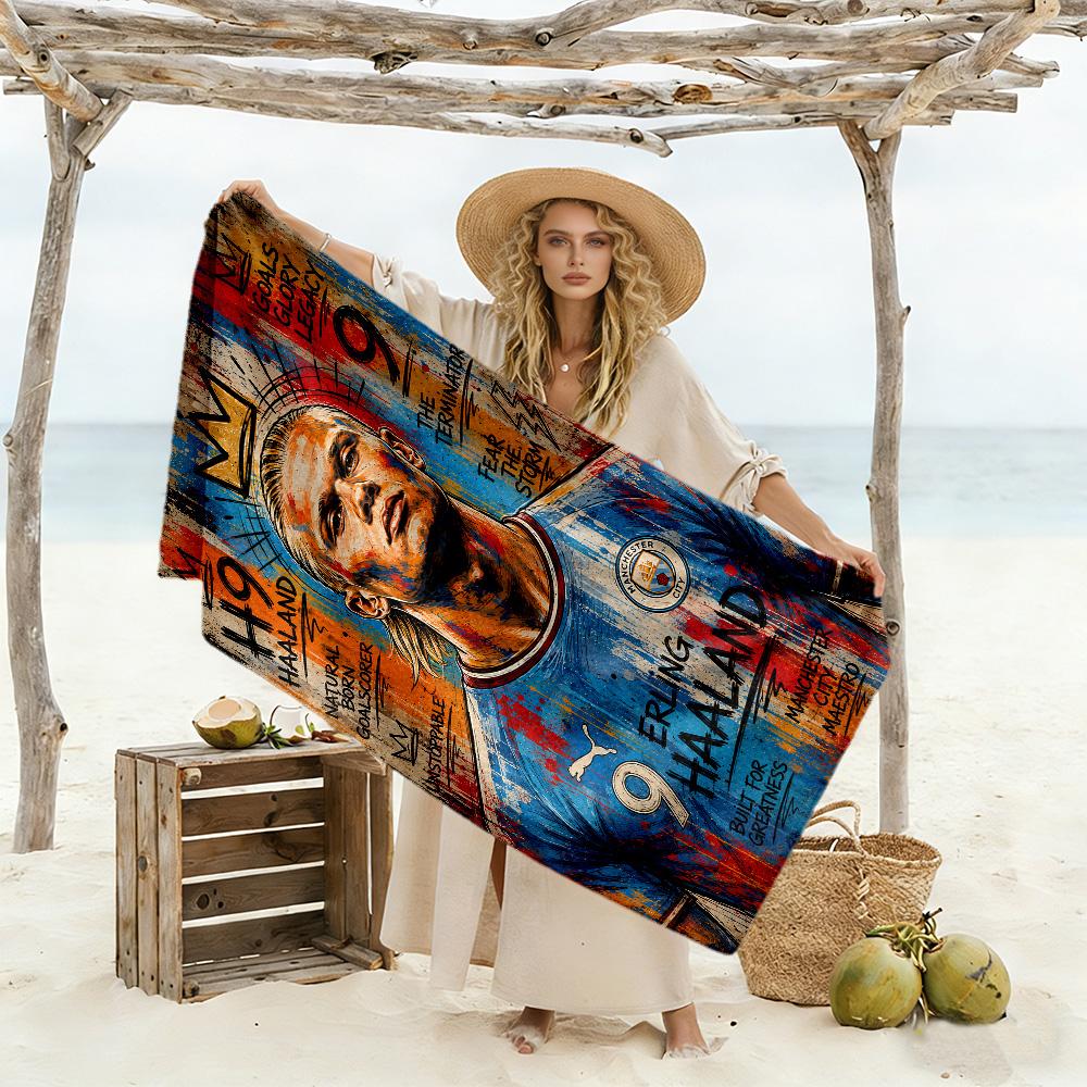 Haaland Manchester City Beach Towel Super Soft & Absorbent Comfortable Lightweight Portable for Swimming,Beach,Camping, Travel, Beach Accessories,Gym